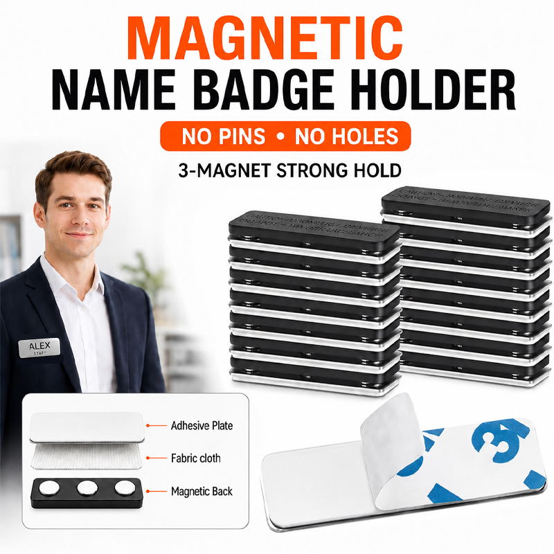 Office Xp - Magnetische Naambadgehouder met 3 Neodymium Magneten,