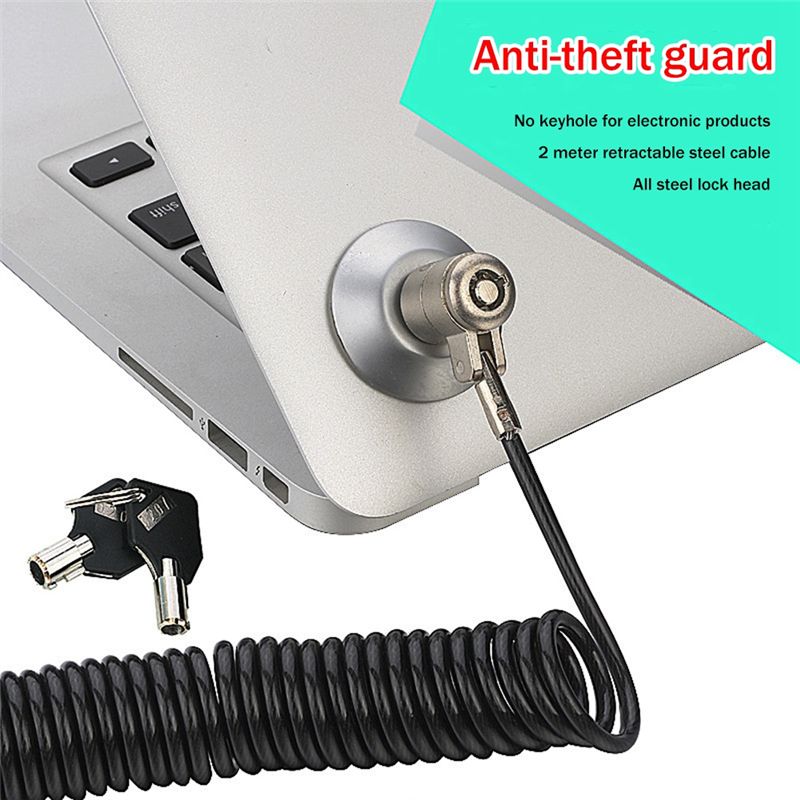 Cable Lock Laptop - Superieur laptopcomputerslot, universeel intrekbaar veerkoord, stalen