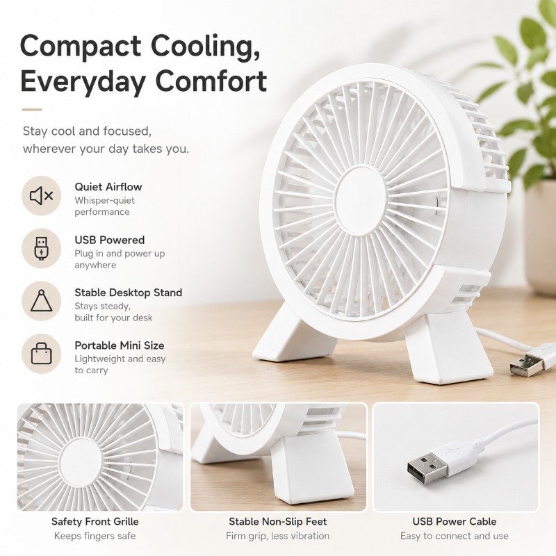 Mini USB oplaadbare tafelventi - Home Office Tech Gadgets recensie en prijs
